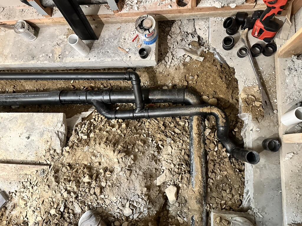 Basement Bathroom — Below-Slab Rough-In — completed by FirstLine Build Group in Rye, NY