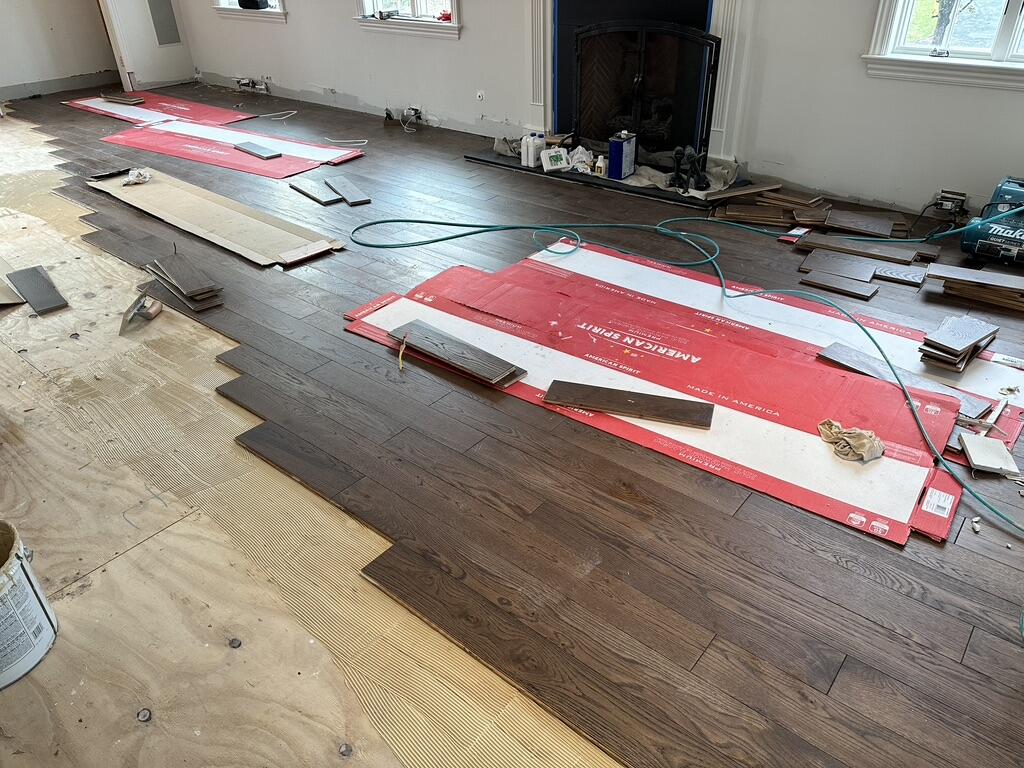 Pre-Finished Hardwood Floor Install — completed by FirstLine Build Group in Hopewell Junction, NY